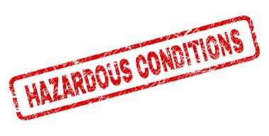 Grunge tehlikeli koşullar yuvarlatılmış dikdörtgen damgası