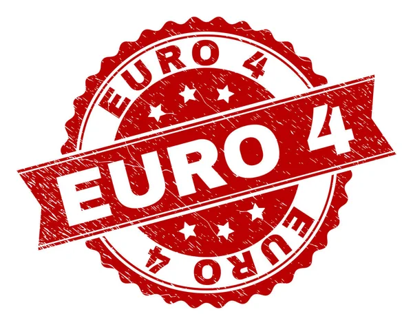 Selo de carimbo EURO 4 texturizado riscado — Vetor de Stock