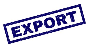 Dikdörtgen ihracat mühür aşınmış dokulu ve yazdırma. Lastik mühür taklit dikdörtgen çerçeve vardır. Mavi vektör kauçuk baskı toz doku ile ihracat resim yazısı.