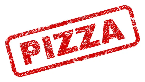 Çizik Pizza yuvarlatılmış dikdörtgen damgası — Stok Vektör