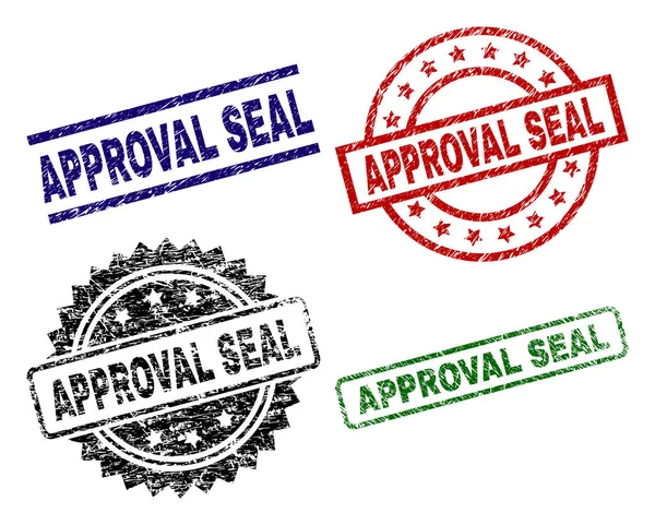 Skadad texturerat godkännande Seal frimärken — Stock vektor