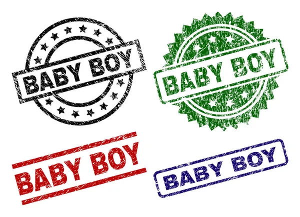 Grunge texturizado BABY BOY selo selos —  Vetores de Stock