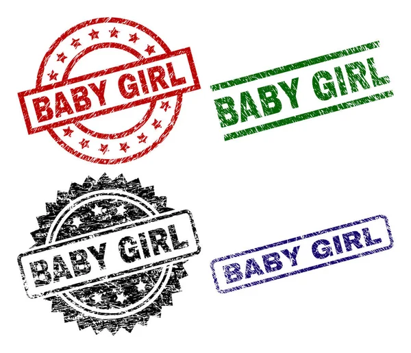 Timbres-cachets texturés endommagés BABY GIRL — Image vectorielle