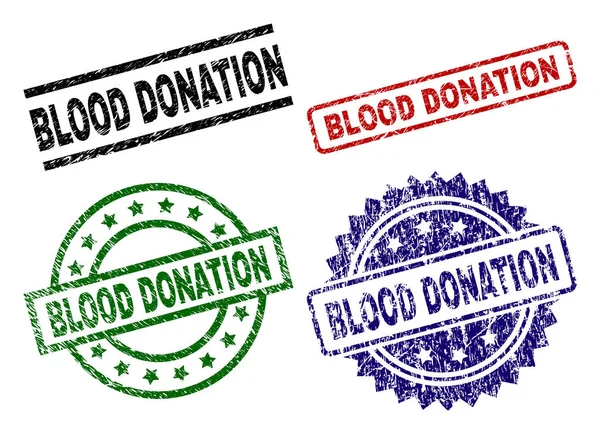 Подряпана текстура BLOOD DONATION Seal Stamps — стоковий вектор