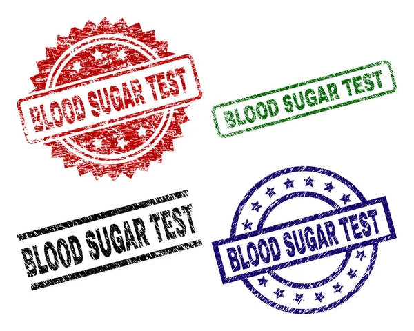 Grunge Textured BLOOD SUGAR TEST Stamp Seals — Stock Vector