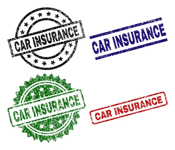 Cachets d'assurance automobile texturés endommagés — Image vectorielle