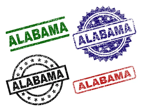 Uszkodzony znaczki pieczęć teksturowanej Alabama — Wektor stockowy
