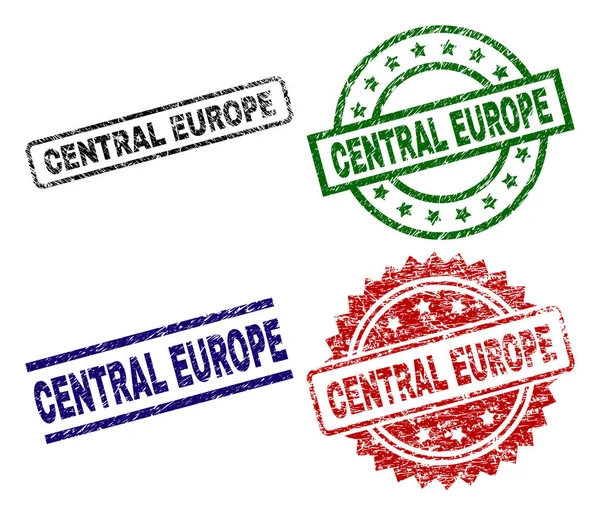 Timbres-cachets texturés endommagés EUROPE CENTRALE — Image vectorielle
