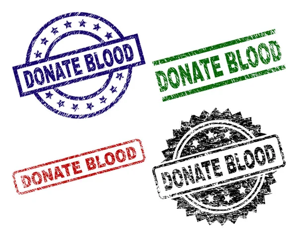 Grunge kuvioitu DONATE BLOOD Seal leimat — vektorikuva