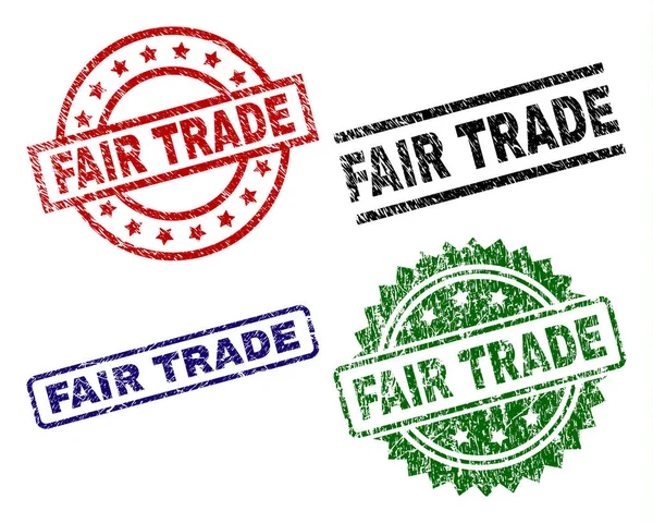 Beschädigte texturierte Fair-Trade-Siegel — Stockvektor