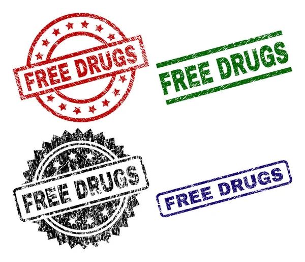 Beschädigte texturierte Stempel für freie Drogen — Stockvektor