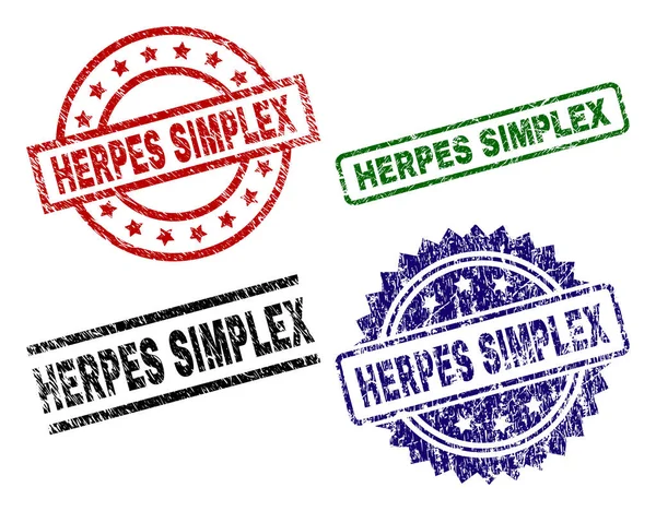 Sellos de sello de SIMPLEX de HERPES texturizados grunge — Vector de stock