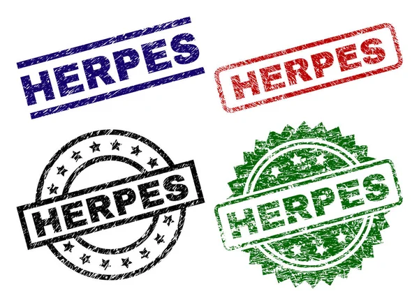 Sellos de sello de HERPES texturizados rayados — Vector de stock