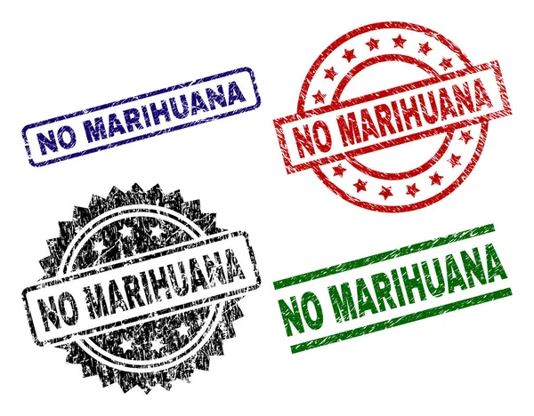 Texturizado Dañado NO Sellos de sello MARIHUANA — Vector de stock