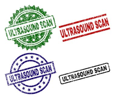Grunge ultrason tarama mühür pullar dokulu