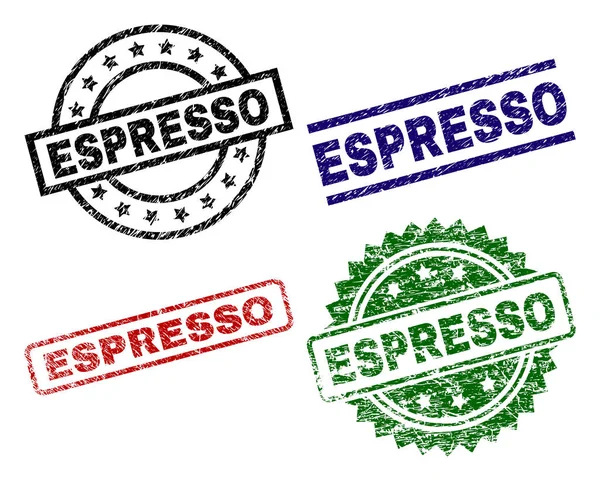 Zerkratzte texturierte Espresso-Stempel — Stockvektor