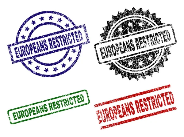 Selos de selo RESTRICTED dos cidadãos europeus texturizados Grunge —  Vetores de Stock
