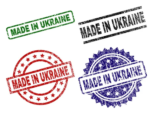 Texturizado danificado MADE IN UKRAINE Selos de selo — Vetor de Stock