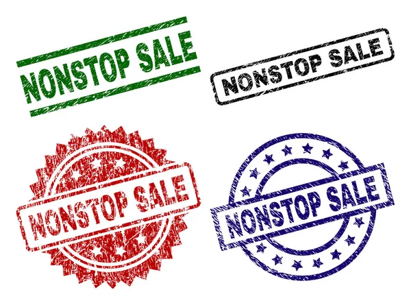 Sellos de sello de venta NONSTOP con textura dañada — Vector de stock