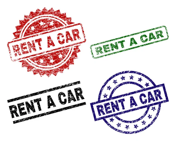 Texturizado danificado RENT A CAR Seal Stamps —  Vetores de Stock