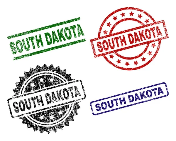 Selos de selos texturizados do SOUTH DAKOTA riscados —  Vetores de Stock