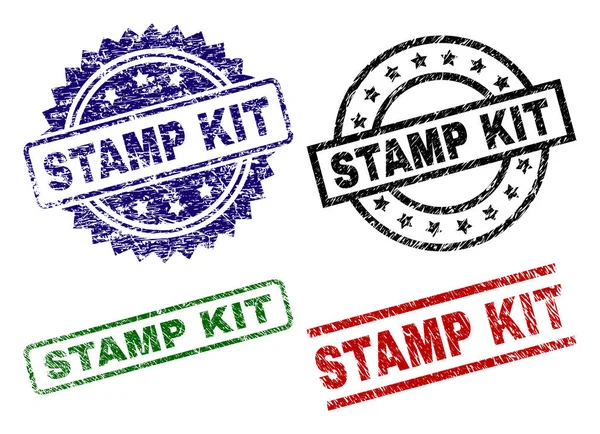 Selos de carimbo de carimbo de STAMP texturizado raspado —  Vetores de Stock