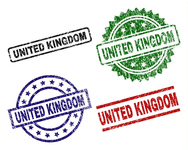 Beschädigte texturierte Siegelmarken des Vereinigten Königreichs — Stockvektor