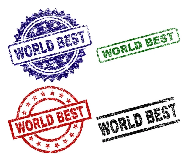 Grunge texturizado mundo mejor sello sellos — Vector de stock