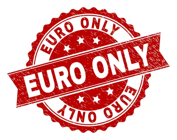 Scratched Textured EURO ONLY Stamp Seal — Stock Vector