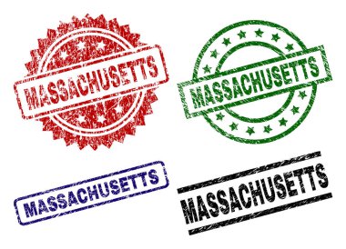 Hasarlı dokulu Massachusetts mühür pullar