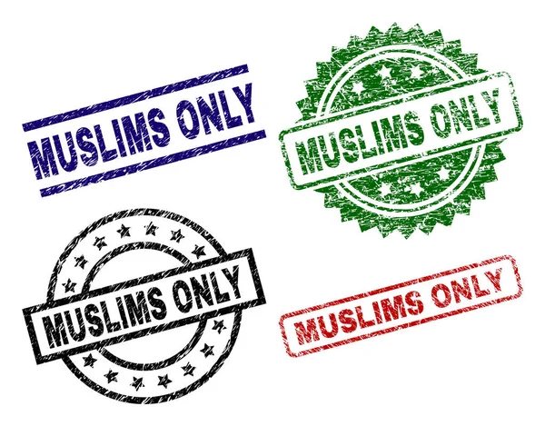 Grunge Textured MUSLIMS ONLY Seal Stamps — Stock Vector
