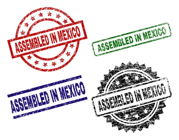 Grunge texturizado ASAMBLEADO EN sellos de sello MÉXICO — Vector de stock