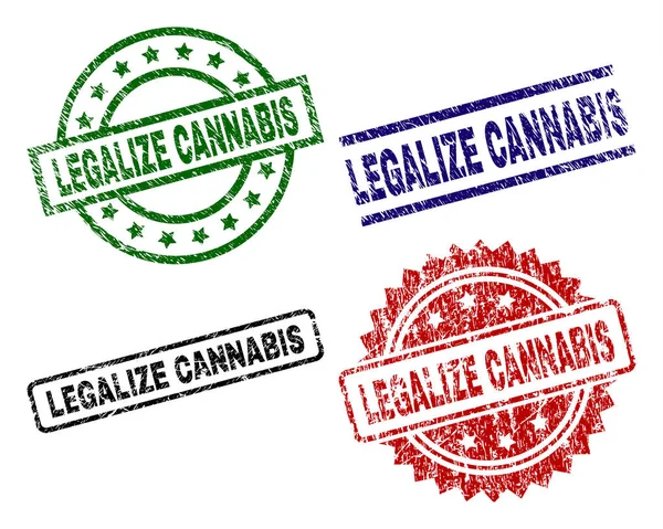 Zerkratzte texturierte legalisieren Cannabis-Stempel — Stockvektor