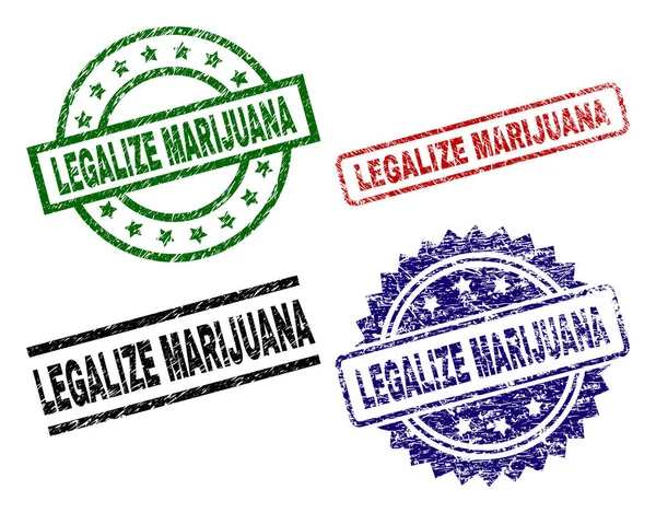 Porysowana teksturowanej legalizacji marihuany pieczęć uszczelnienia — Wektor stockowy