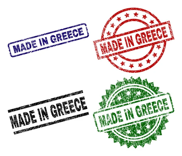 Texturizado danificado MADE IN GREECE Selos de selo —  Vetores de Stock
