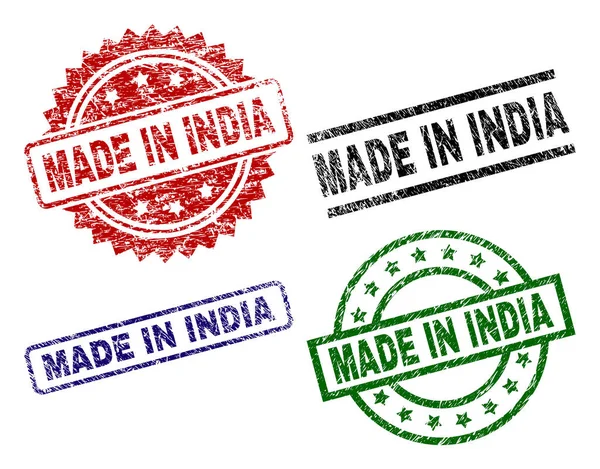 Sérült szövet Made In India pecsét pecsét — Stock Vector