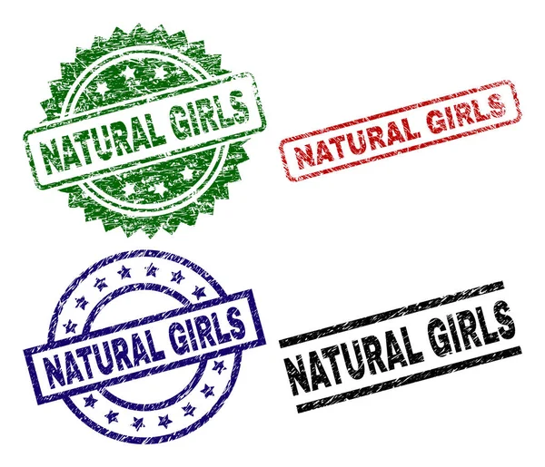 Streszczenie teksturowanej znaczki pieczęć naturalne dziewczyny — Wektor stockowy