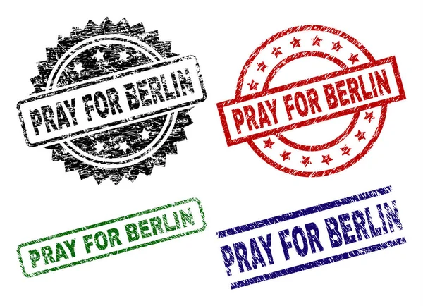 Damaged Textured PRAY FOR BERLIN Stamp Seals — Stock Vector