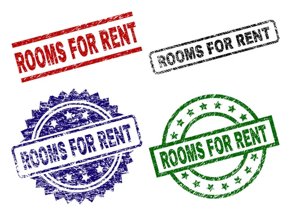 Grunge Textured ROOMS FOR RENT Seal Stamps — Stock Vector