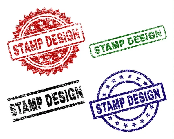 Selos de carimbo de design de STAMP texturizados danificados —  Vetores de Stock