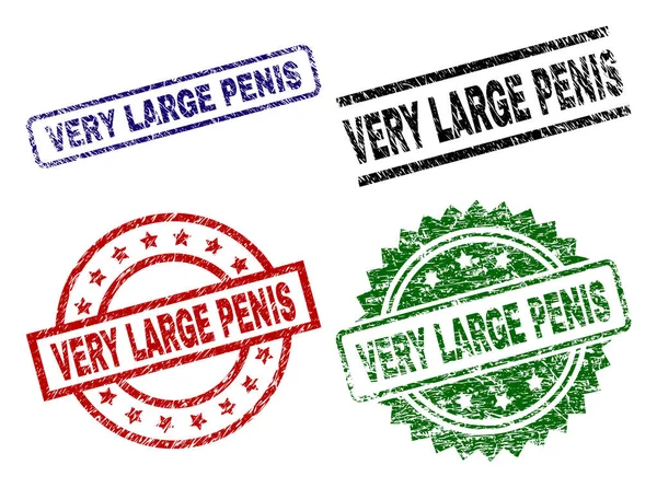 Damaged Textured VERY LARGE PENIS Stamp Seals — Wektor stockowy
