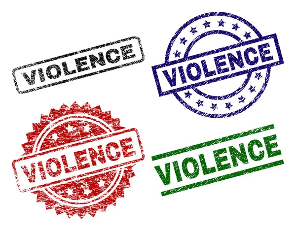 Selos de vedação de VIOLÊNCIA texturizados Grunge —  Vetores de Stock
