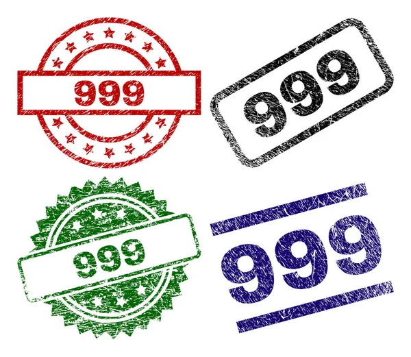 Sellos de sello 999 texturizados dañados — Vector de stock