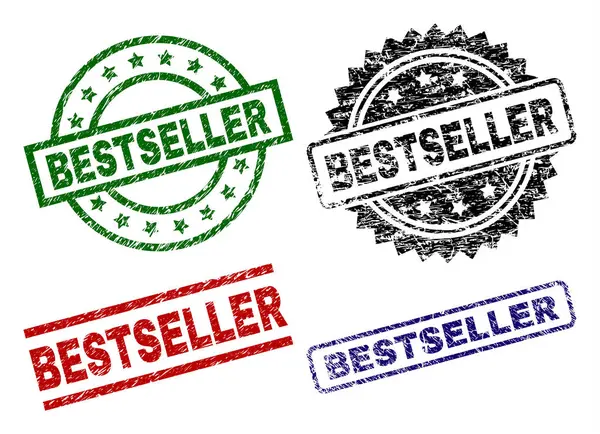 Gekrast getextureerde Bestseller Seal stempels — Stockvector