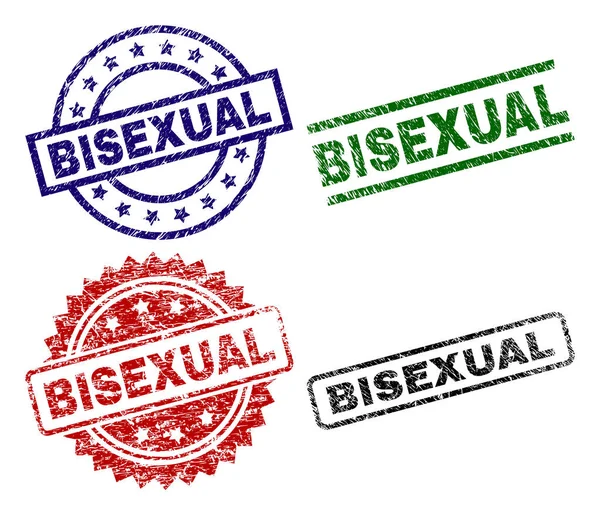 Scratched Textured BISEXUAL Stamp Seals — Stock Vector