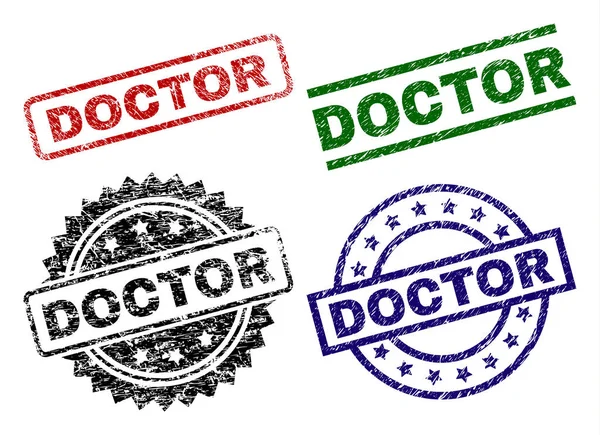 Scratched Textured DOCTOR Seal Stamps — Stock Vector