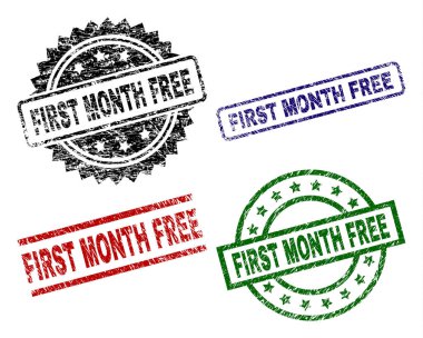İlk ay ücretsiz mühür pullar grunge dokulu