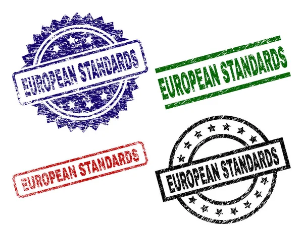 Selos de carimbo de NORMAS EUROPEIAS texturizadas danificadas —  Vetores de Stock