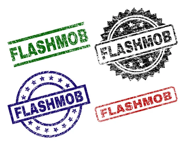 Sellos de sello de FLASHMOB con textura rayada — Vector de stock