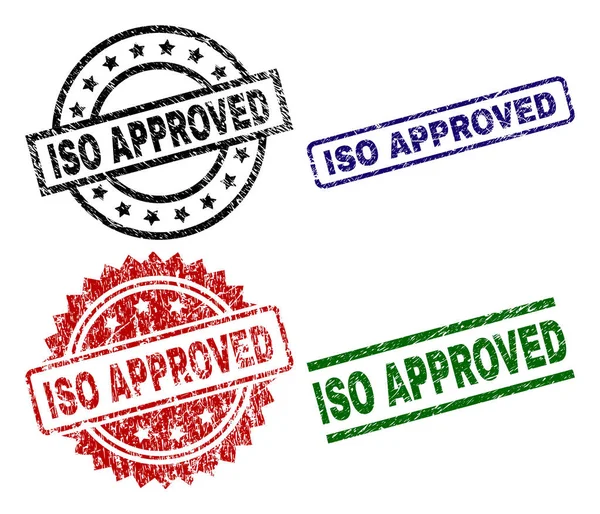 Selos de vedação homologados ISO texturizados Grunge — Vetor de Stock